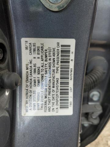 2018 HONDA CIVIC EX - 2HGFC2F72JH575443
