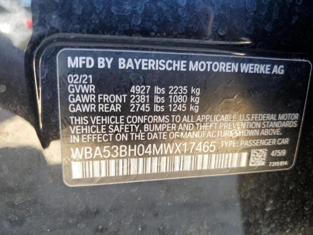 2021 BMW 530 I WBA53BH04MWX17465