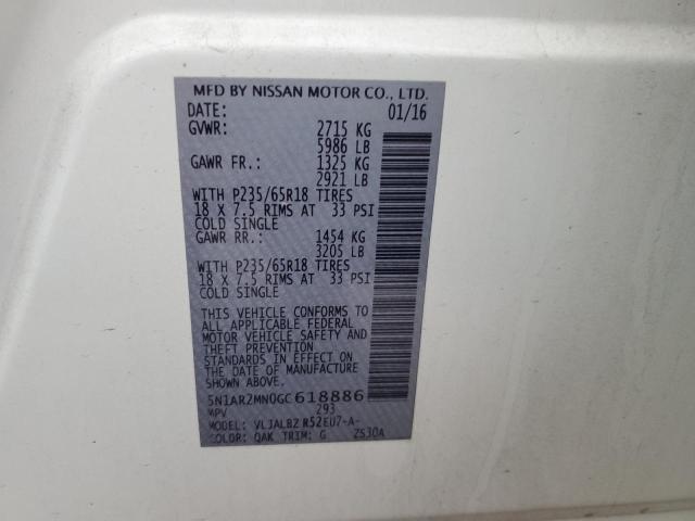2016 NISSAN PATHFINDER - 5N1AR2MN0GC618886