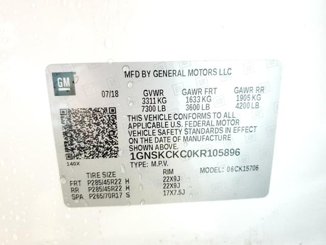 2019 CHEVROLET TAHOE K150 - 1GNSKCKC0KR105896