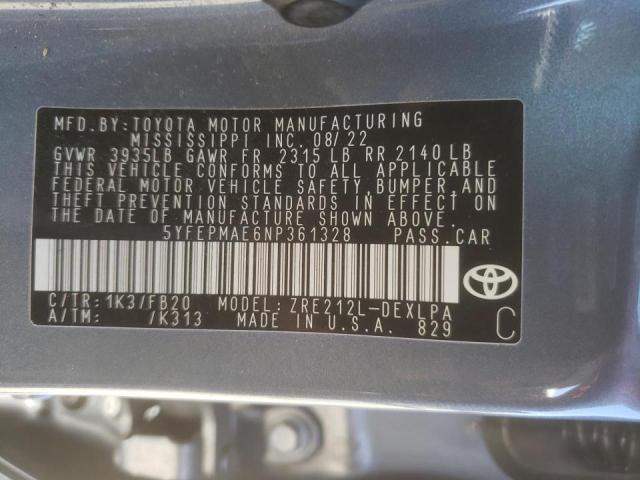 2022 TOYOTA COROLLA LE - 5YFEPMAE6NP361328
