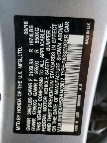 2017 HONDA CIVIC EX - SHHFK7H52HU403812
