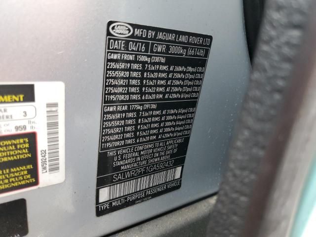 2016 LAND ROVER RANGEROVER SALWR2PF1GA592432