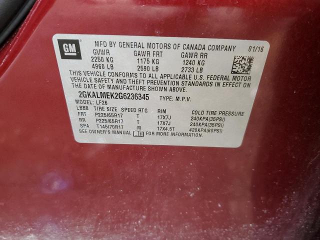 2016 GMC TERRAIN SL 2GKALMEK2G6236345
