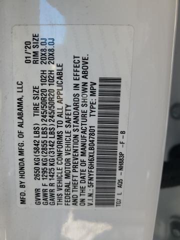 2020 HONDA PILOT TOUR - 5FNYF6H6XLB047801