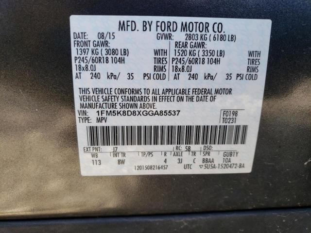 2016 FORD EXPLORER X - 1FM5K8D8XGGA85537