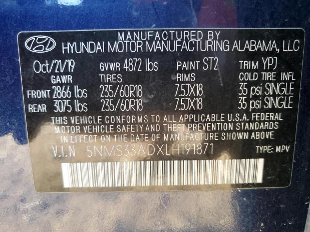 2020 HYUNDAI SANTA FE S - 5NMS33ADXLH191871