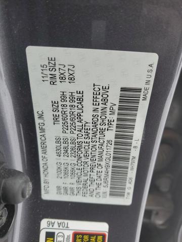 2016 HONDA CR-V TOURI - 5J6RM4H9XGL011726