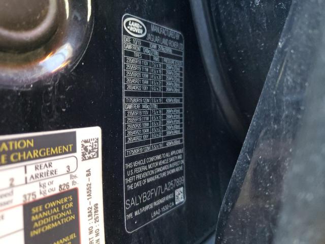2020 LAND ROVER RANGE ROVE SALYB2FV7LA257899