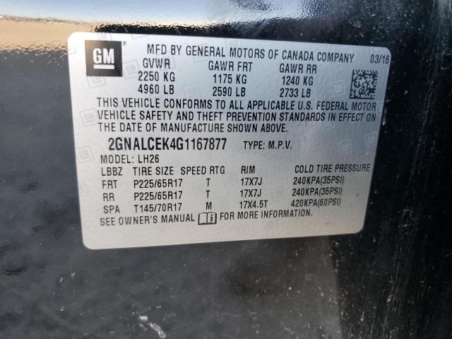 2016 CHEVROLET EQUINOX LT - 2GNALCEK4G1167877