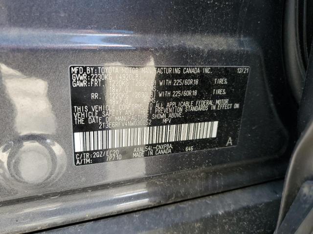 2022 TOYOTA RAV4 XSE 2T3E6RFV4NW030052