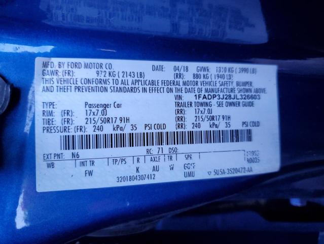 2018 FORD FOCUS TITA - 1FADP3J28JL326603