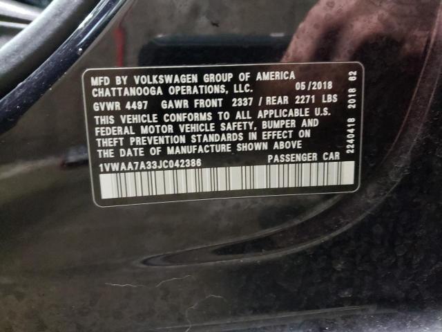 2018 VOLKSWAGEN PASSAT S 1VWAA7A33JC042386