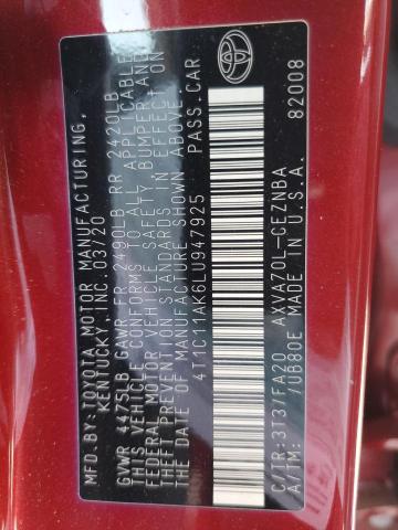 2020 TOYOTA CAMRY LE - 4T1C11AK6LU947925