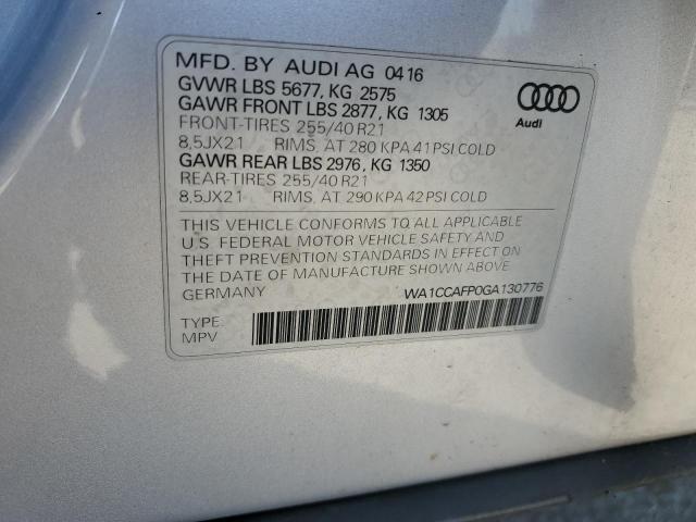 2016 AUDI SQ5 PREMIU WA1CCAFP0GA130776