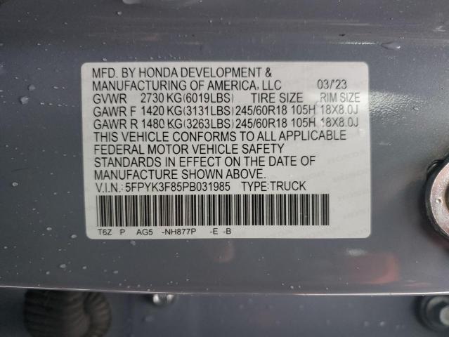 2023 HONDA RIDGELINE - 5FPYK3F85PB031985