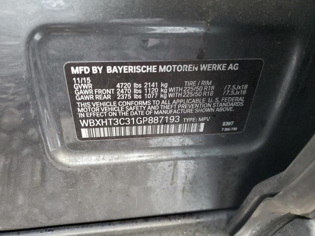 2016 BMW X1 XDRIVE2 WBXHT3C31GP887193