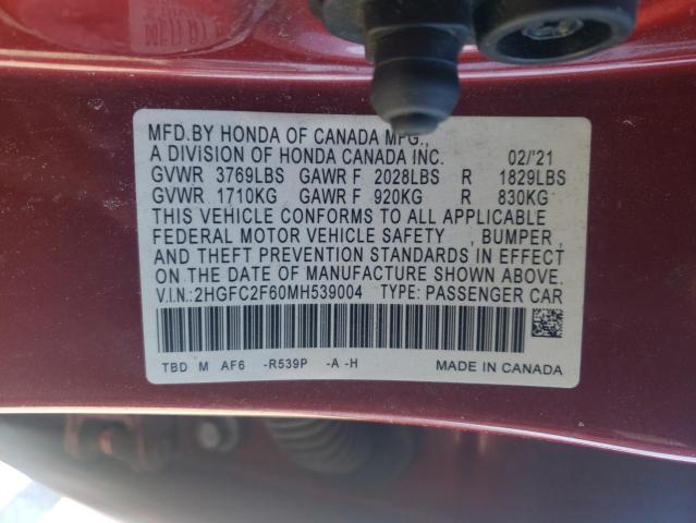 2021 HONDA CIVIC LX - 2HGFC2F60MH539004