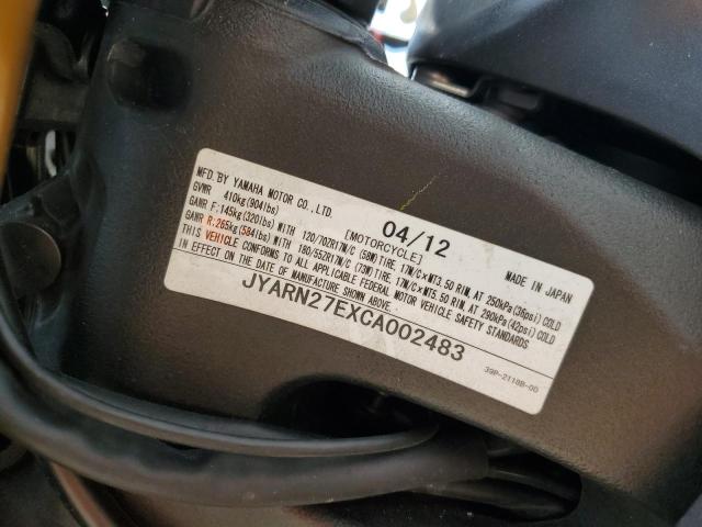2012 YAMAHA FZ8 N JYARN27EXCA002483