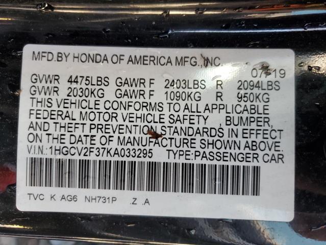 2019 HONDA ACCORD SPO - 1HGCV2F37KA033295