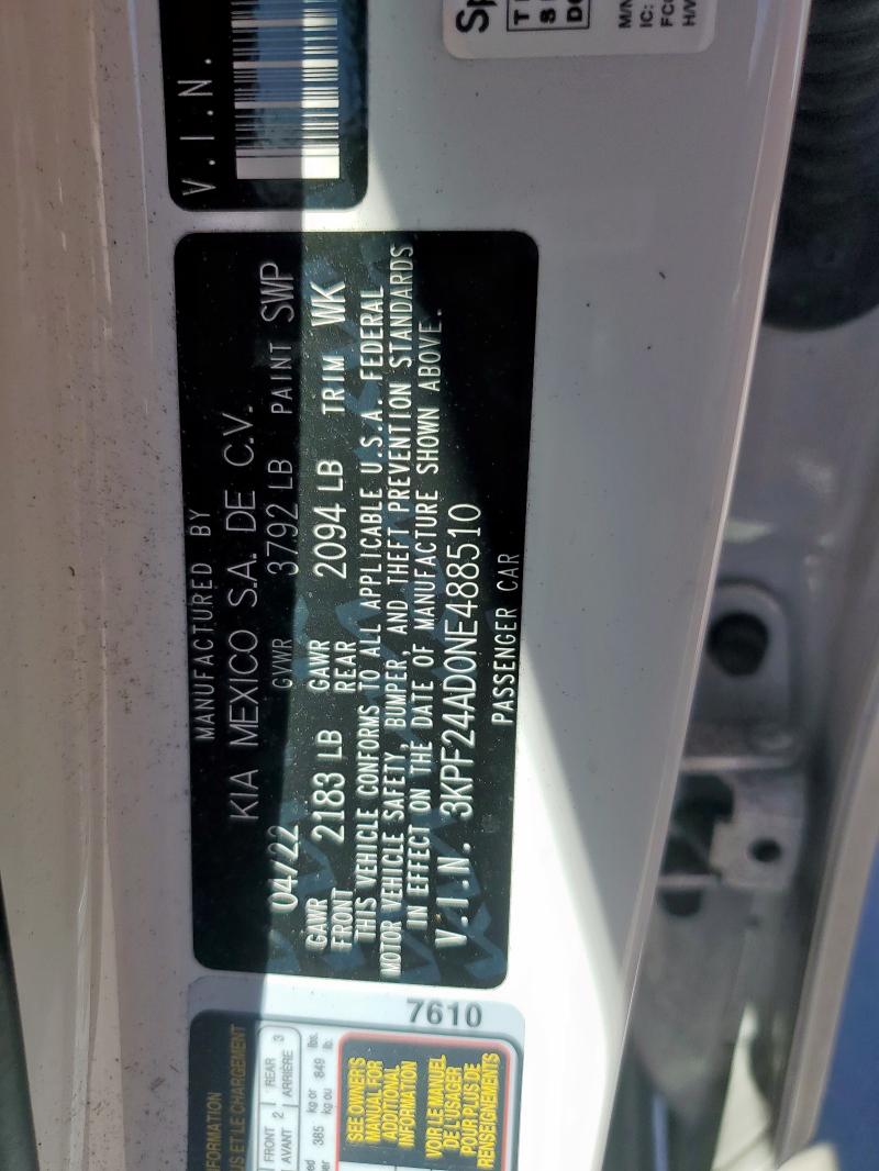 2022 KIA FORTE FE - 3KPF24AD0NE488510