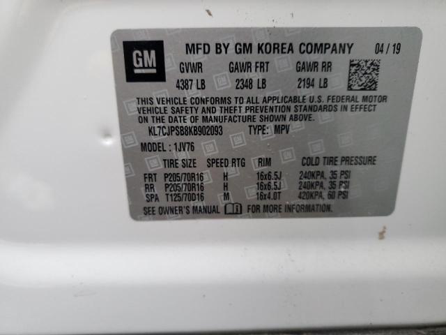 2019 CHEVROLET TRAX 1LT - KL7CJPSB8KB902093