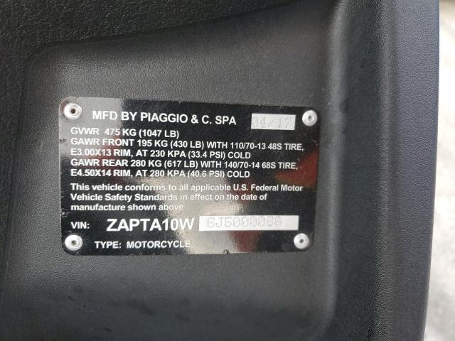 2018 PIAGGIO SCOOTER ZAPTA10W6J5000060