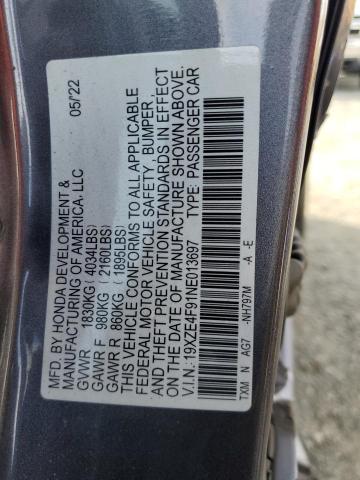 2022 HONDA INSIGHT TO 19XZE4F91NE013697