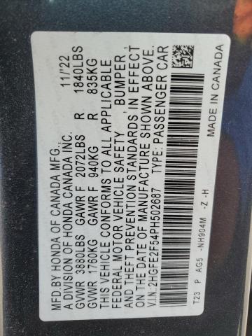 2023 HONDA CIVIC SPOR - 2HGFE2F54PH502687