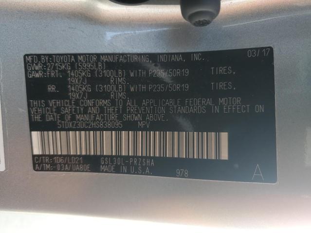 2017 TOYOTA SIENNA SE 5TDXZ3DC2HS838095