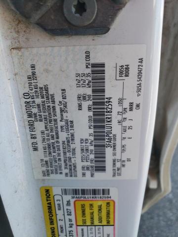 2019 FORD FUSION SE - 3FA6P0LU1KR182594