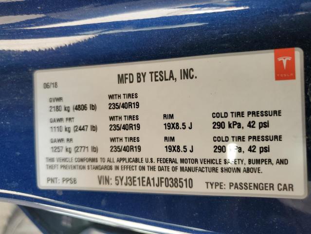 2018 TESLA MODEL 3 - 5YJ3E1EA1JF038510