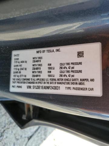2022 TESLA MODEL 3 - 5YJ3E1EA8NF243831
