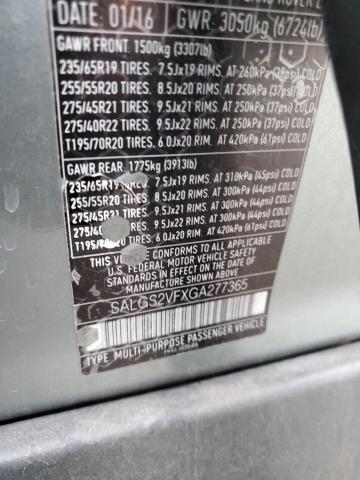 2016 LAND ROVER RANGE ROVE - SALGS2VFXGA277365