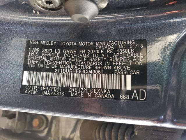 2018 TOYOTA COROLLA L - 2T1BURHE8JC040061