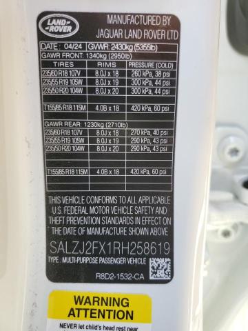 2024 LAND ROVER RANGE ROVE - SALZJ2FX1RH258619