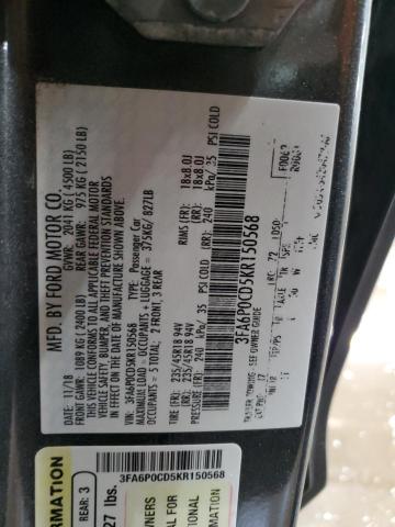2019 FORD FUSION SEL - 3FA6P0CD5KR150568