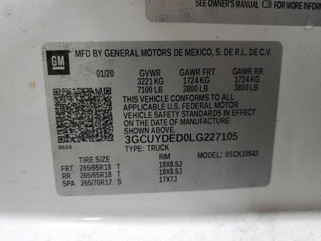 2020 CHEVROLET SILVERADO - 3GCUYDED0LG227105