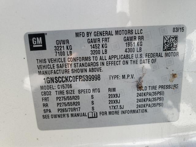 2015 CHEVROLET TAHOE C150 - 1GNSCCKC0FR639998