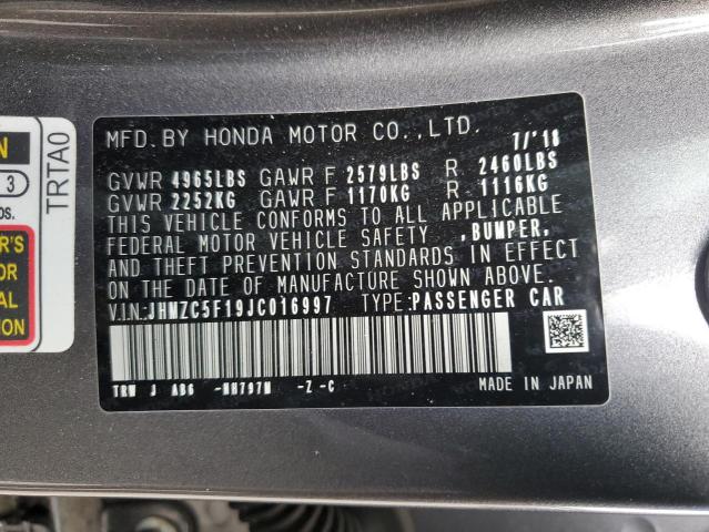 2018 HONDA CLARITY JHMZC5F19JC016997