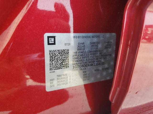 2019 GMC CANYON SLT 1GTG5DEN8K1354731