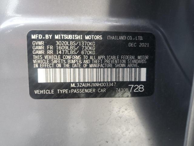 2022 MITSUBISHI MIRAGE ES - ML32AUHJXNH003347