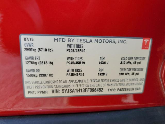 2015 TESLA MODEL S 85 5YJSA1H13FF096452