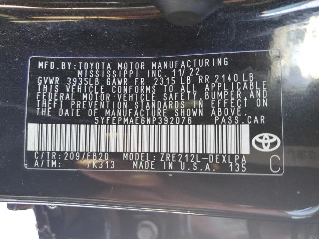 2022 TOYOTA COROLLA LE - 5YFEPMAE6NP392076