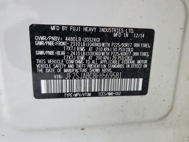 2015 SUBARU FORESTER 2 - JF2SJABC8FH569581