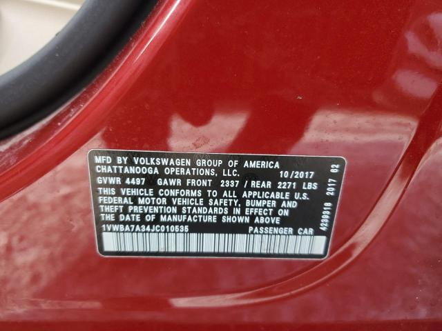 2018 VOLKSWAGEN PASSAT SE - 1VWBA7A34JC010535