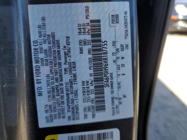 2017 FORD FUSION SE - 3FA6P0H96HR187755