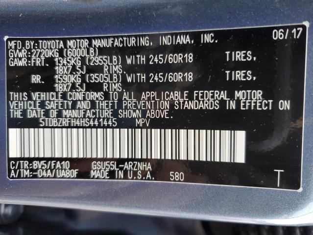 2017 TOYOTA HIGHLANDER 5TDBZRFH4HS441445