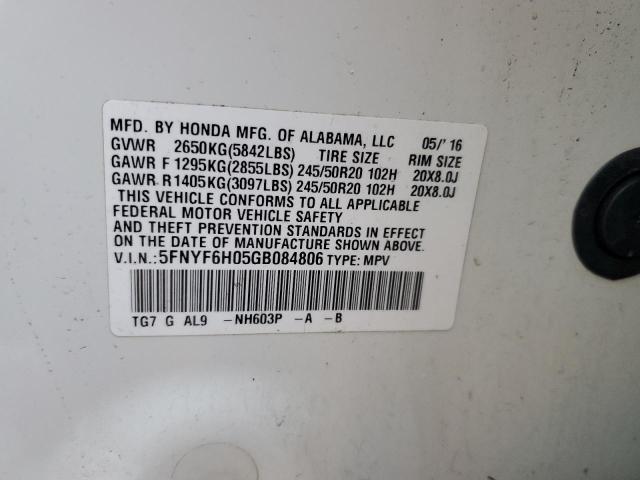 2016 HONDA PILOT ELIT - 5FNYF6H05GB084806