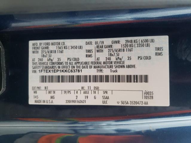 2019 FORD F150 SUPER - 1FTEX1EP1KKC63781